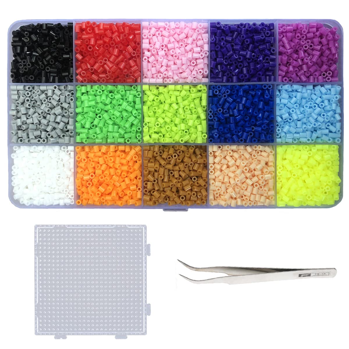 Amazon.co.jp: ヒューズビーズキット 9600個 15色 2.6mm ミニアイロン